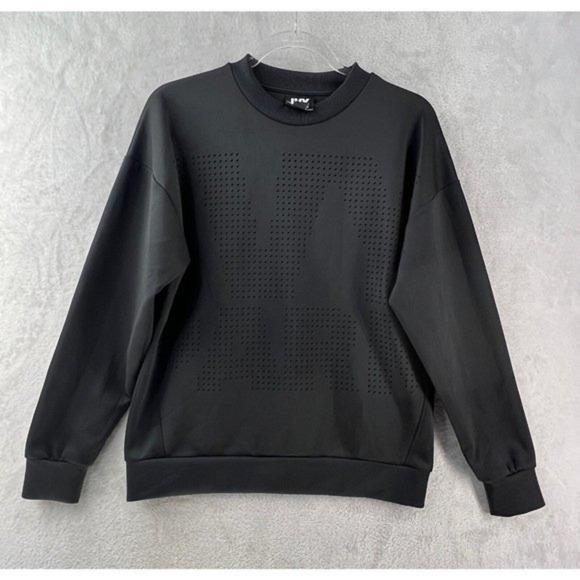 Ivy Park Sweatshirt Womens XXS Oversized Black Perforated Spell Out Logo - Picture 1 of 10
